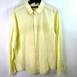 Ben Sherman men’s yellow and white gingham button down shirt. Size XL